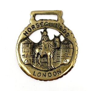 Vintage English Horse Guards London horse brass medallion